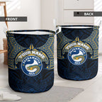 Personalized Parramatta Eels Laundry Basket Polynesian Tribal Pattern Style