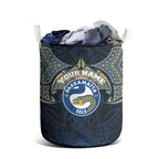 Personalized Parramatta Eels Laundry Basket Polynesian Tribal Pattern Style