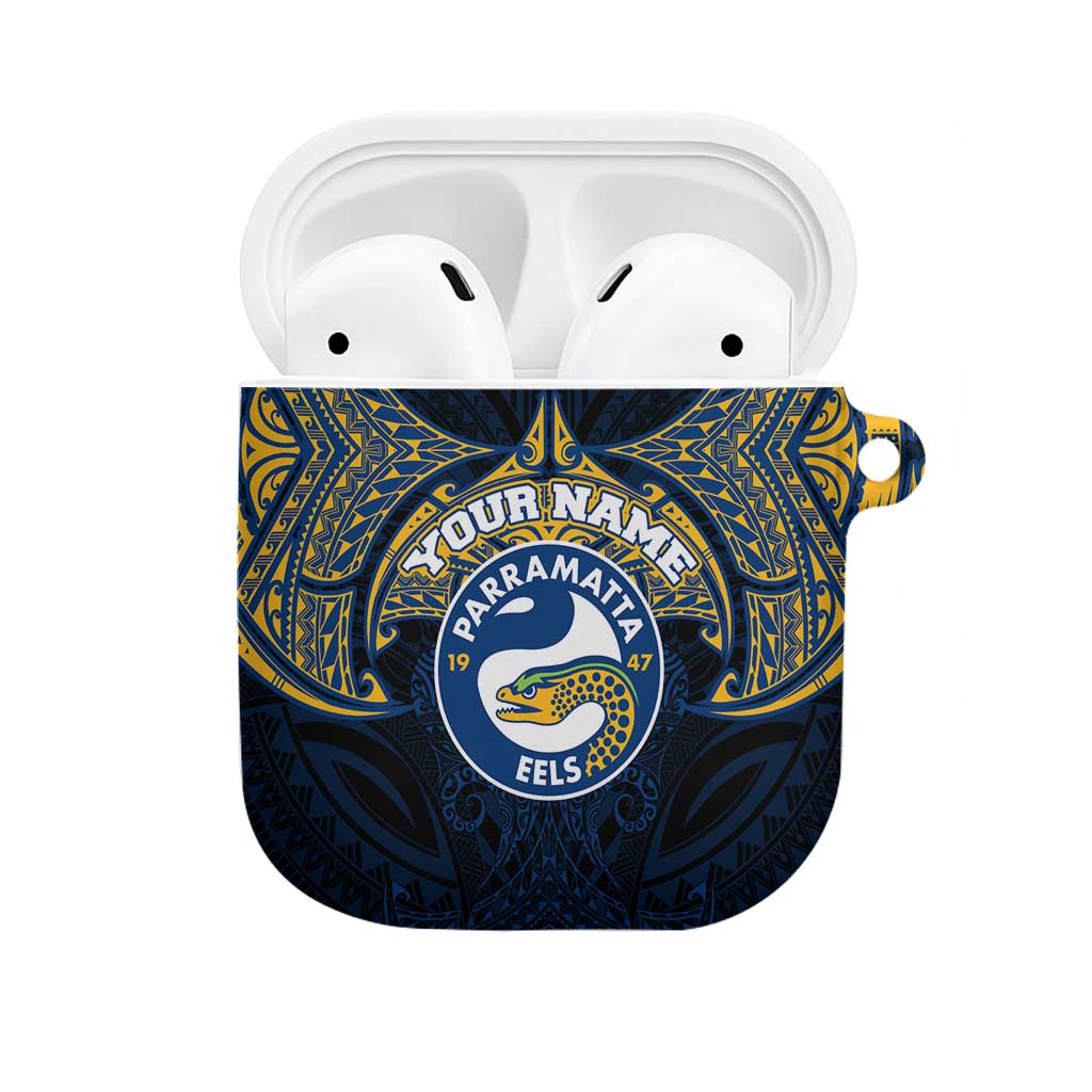 Personalized Parramatta Eels AirPods Case Polynesian Tribal Pattern Style