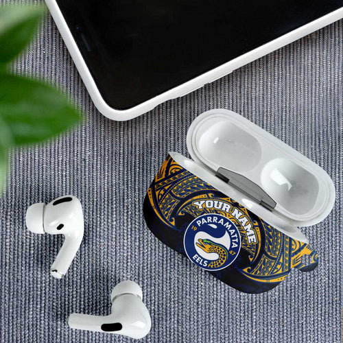 Personalized Parramatta Eels AirPods Case Polynesian Tribal Pattern Style