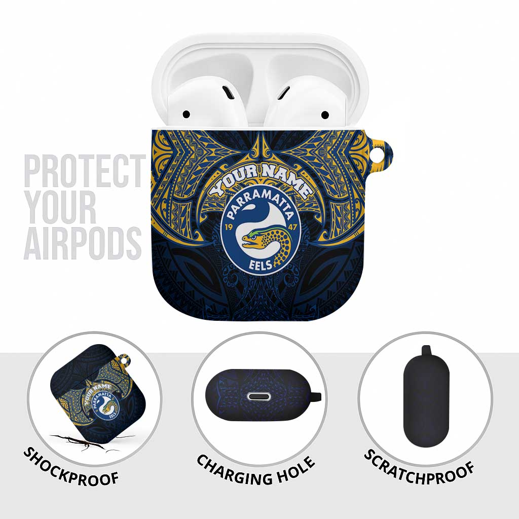 Personalized Parramatta Eels AirPods Case Polynesian Tribal Pattern Style