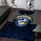 Personalized Parramatta Eels Area Rug Polynesian Tribal Pattern Style