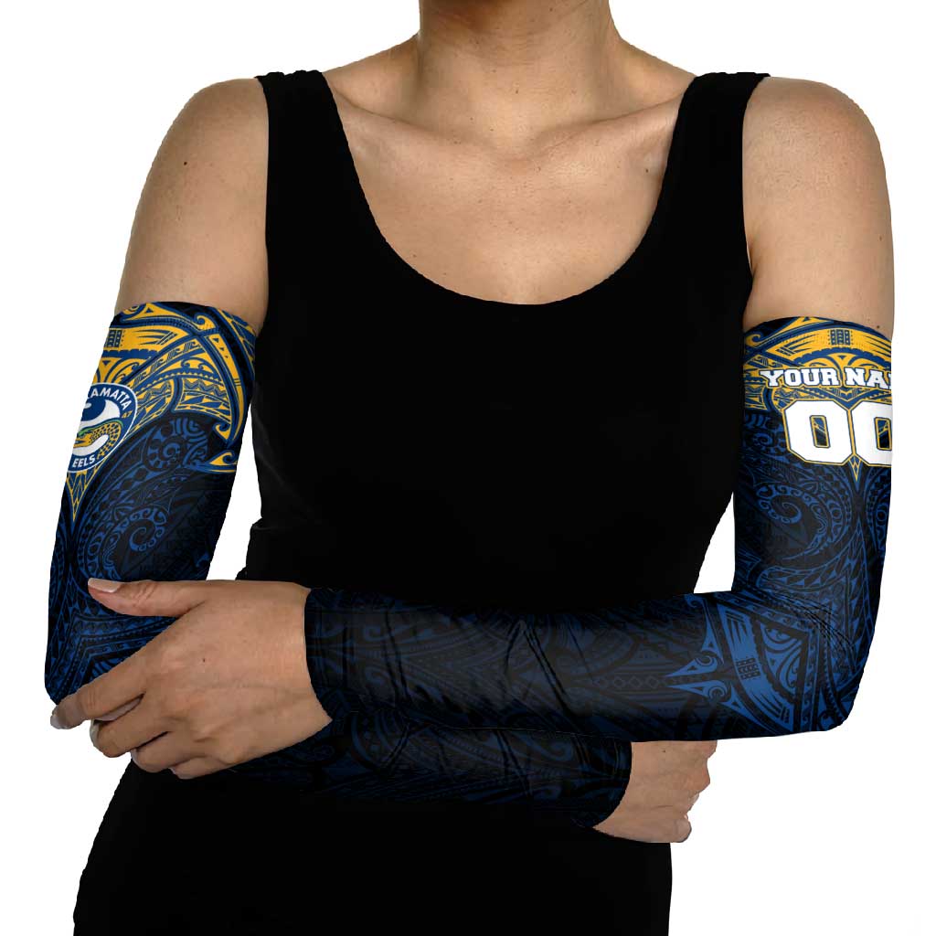 Personalized Parramatta Eels Arm Sleeves Polynesian Tribal Pattern Style