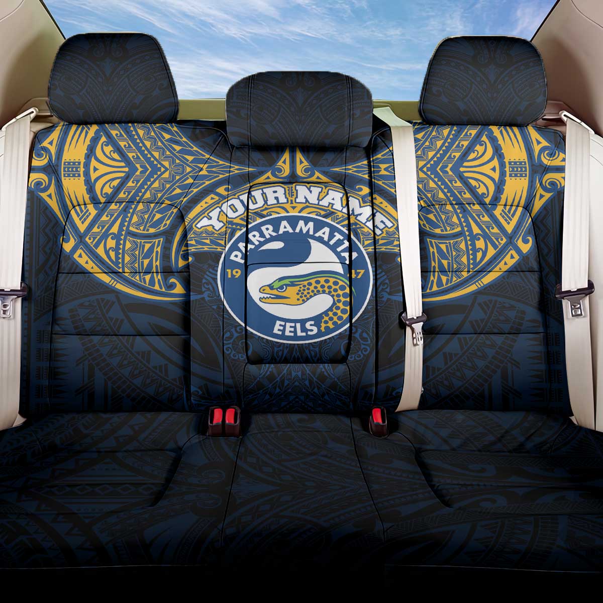 Personalized Parramatta Eels Back Car Seat Cover Polynesian Tribal Pattern Style