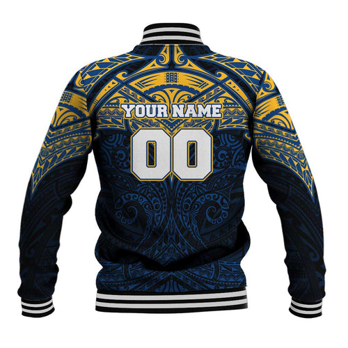 Personalized Parramatta Eels Baseball Jacket Polynesian Tribal Pattern Style