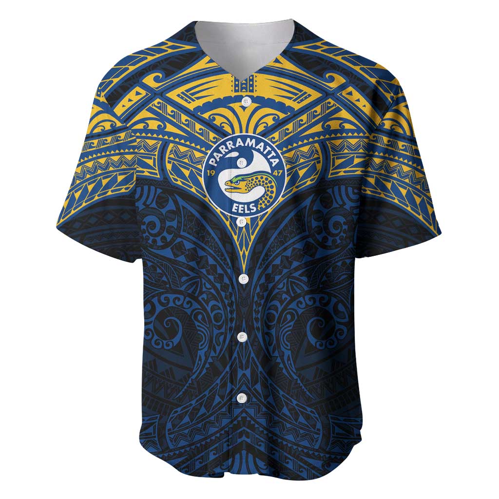 Personalized Parramatta Eels Baseball Jersey Polynesian Tribal Pattern Style