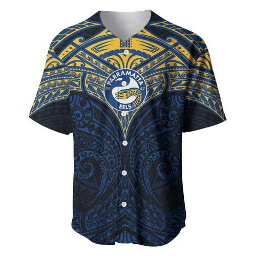 Personalized Parramatta Eels Baseball Jersey Polynesian Tribal Pattern Style