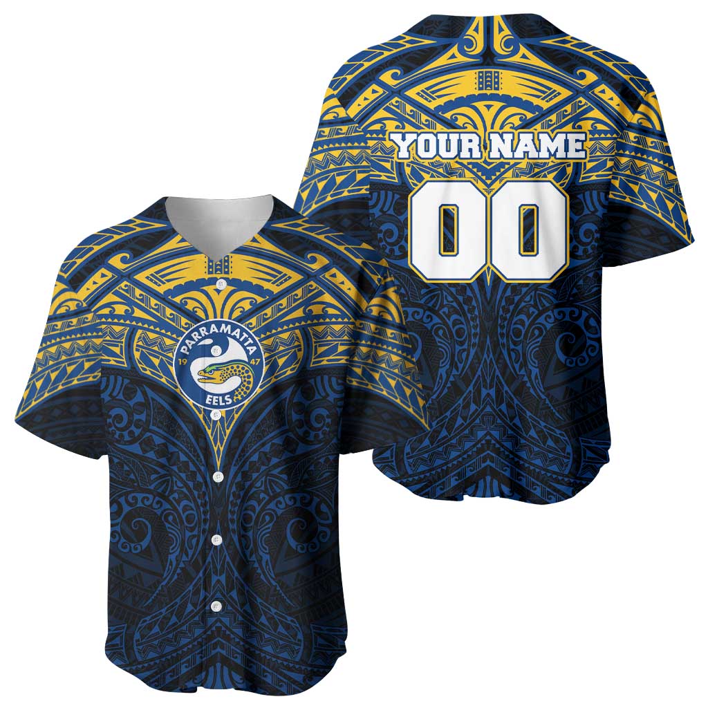 Personalized Parramatta Eels Baseball Jersey Polynesian Tribal Pattern Style