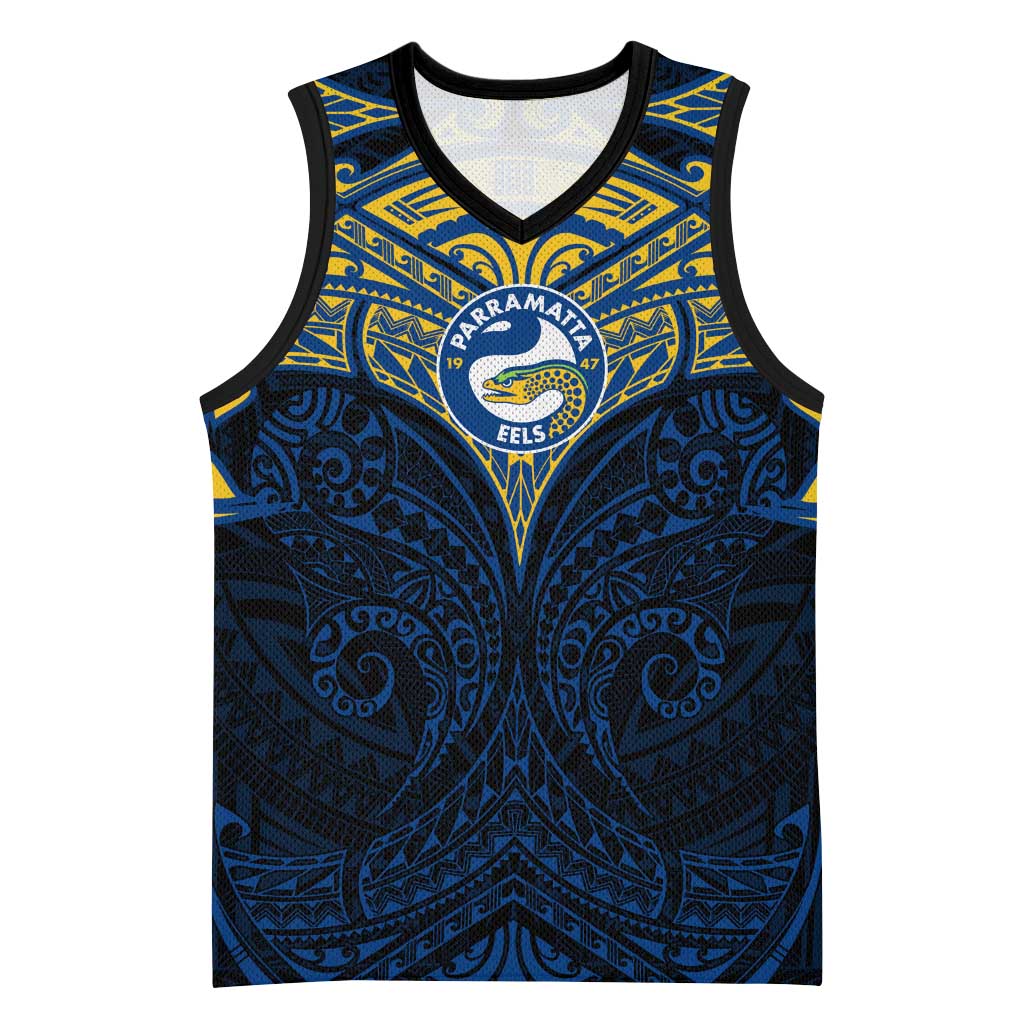 Personalized Parramatta Eels Basketball Jersey Polynesian Tribal Pattern Style