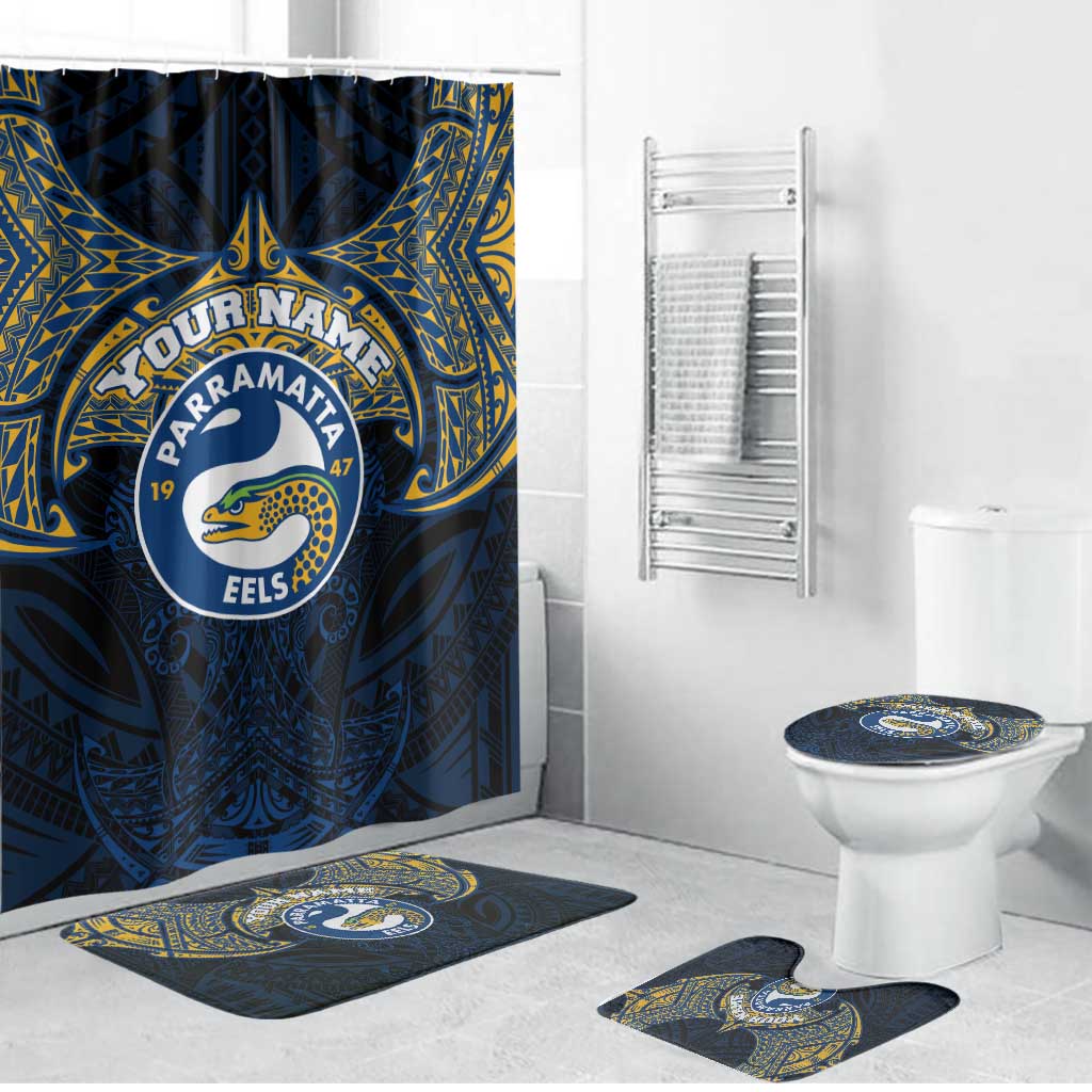 Personalized Parramatta Eels Bathroom Set Polynesian Tribal Pattern Style