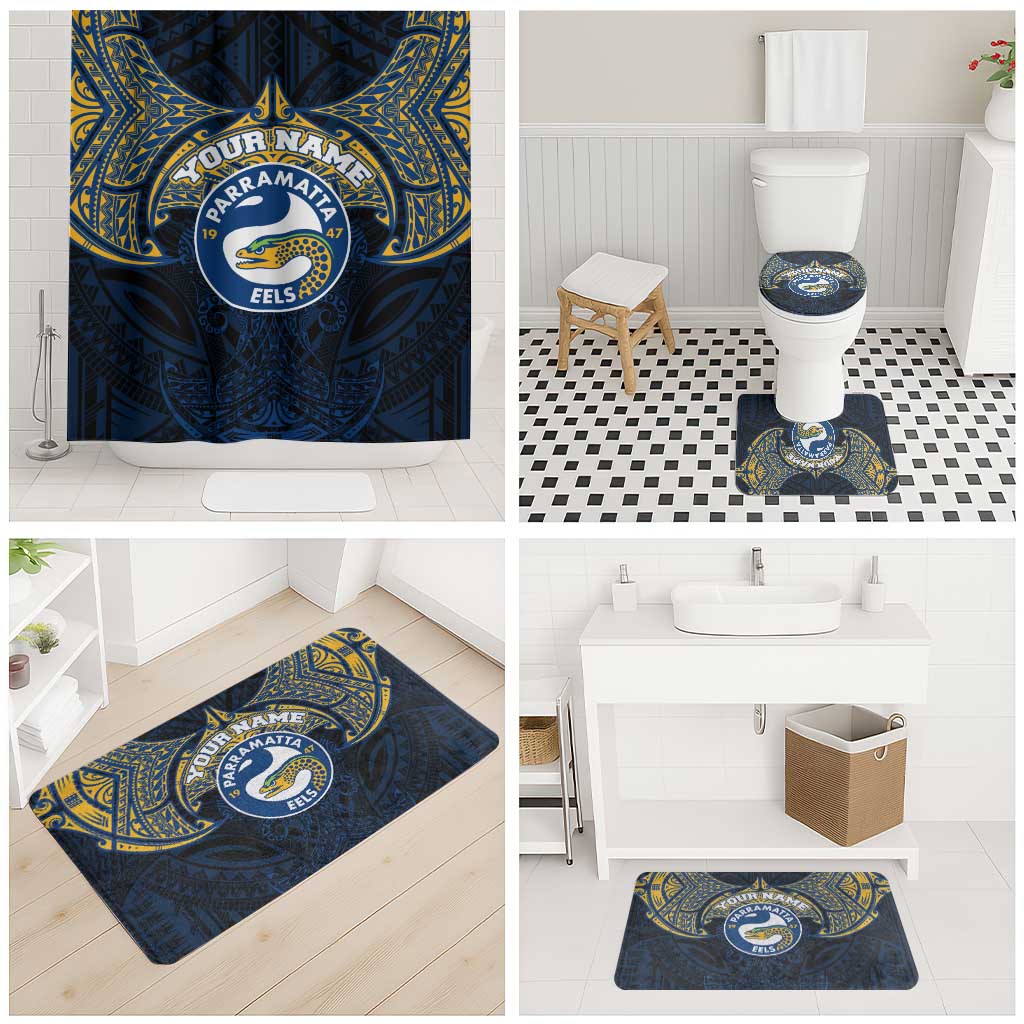 Personalized Parramatta Eels Bathroom Set Polynesian Tribal Pattern Style