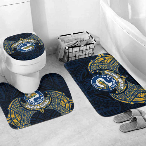 Personalized Parramatta Eels Bathroom Set Polynesian Tribal Pattern Style