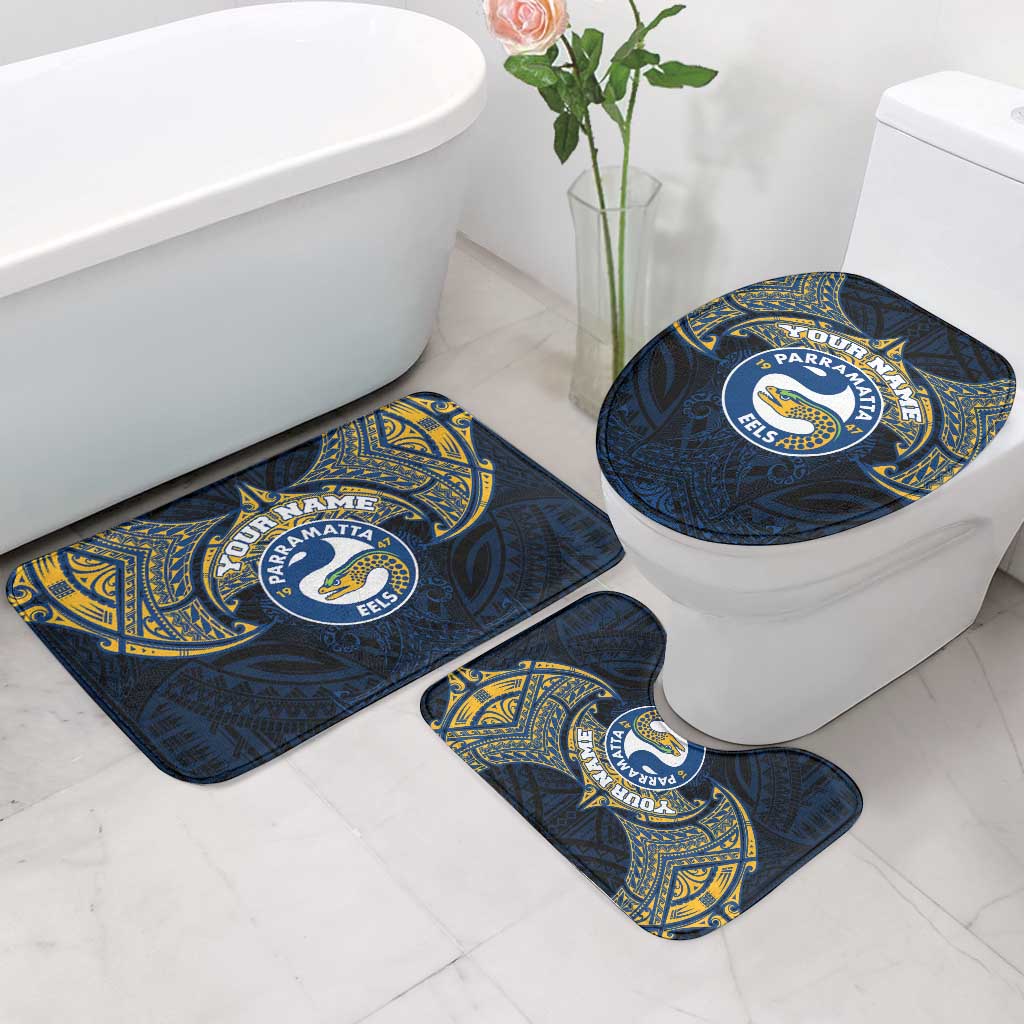 Personalized Parramatta Eels Bathroom Set Polynesian Tribal Pattern Style