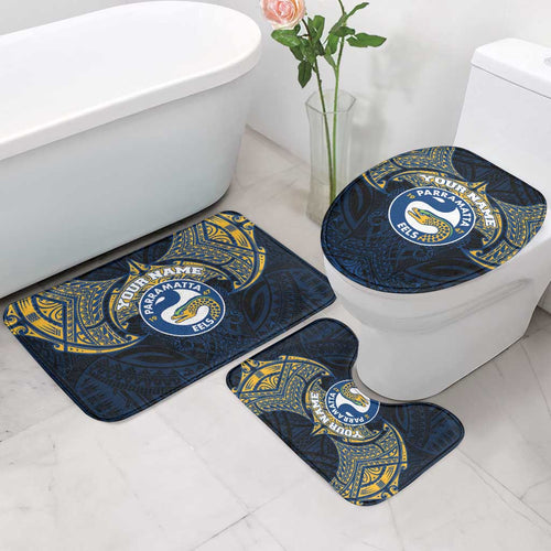 Personalized Parramatta Eels Bathroom Set Polynesian Tribal Pattern Style