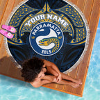 Personalized Parramatta Eels Beach Blanket Polynesian Tribal Pattern Style