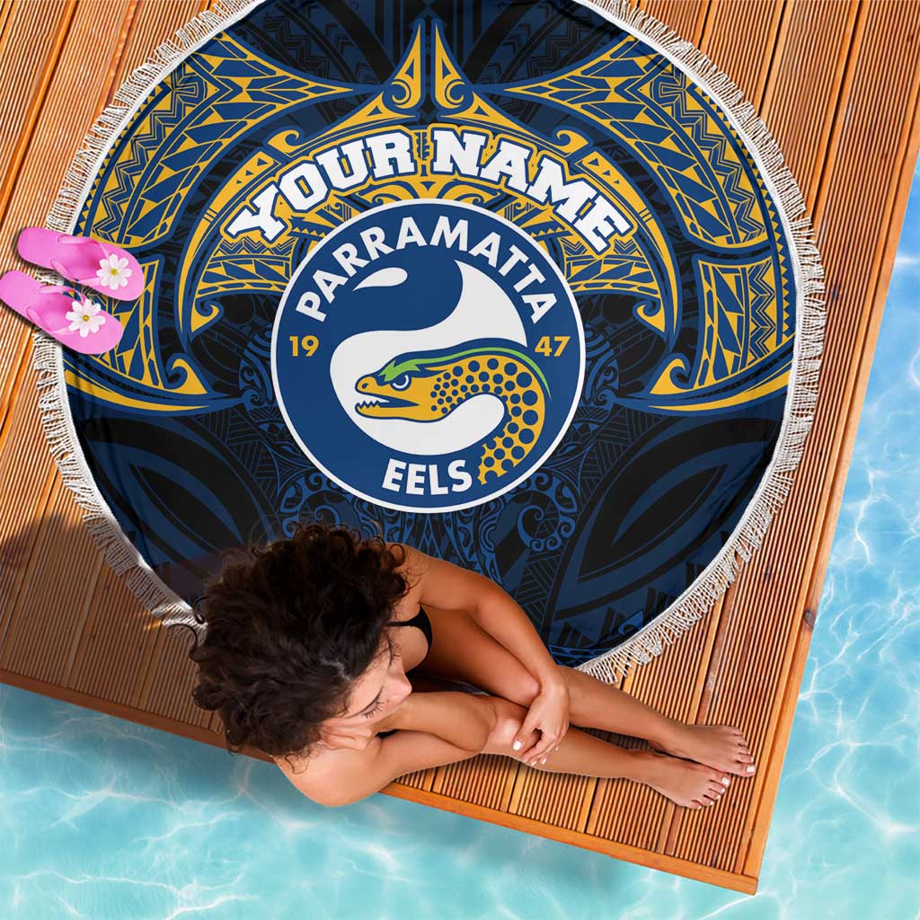 Personalized Parramatta Eels Beach Blanket Polynesian Tribal Pattern Style