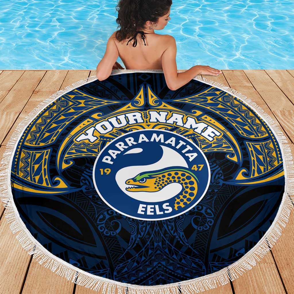 Personalized Parramatta Eels Beach Blanket Polynesian Tribal Pattern Style