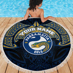 Personalized Parramatta Eels Beach Blanket Polynesian Tribal Pattern Style