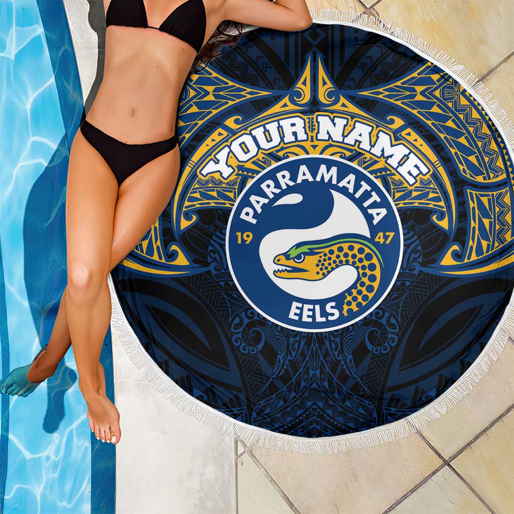 Personalized Parramatta Eels Beach Blanket Polynesian Tribal Pattern Style