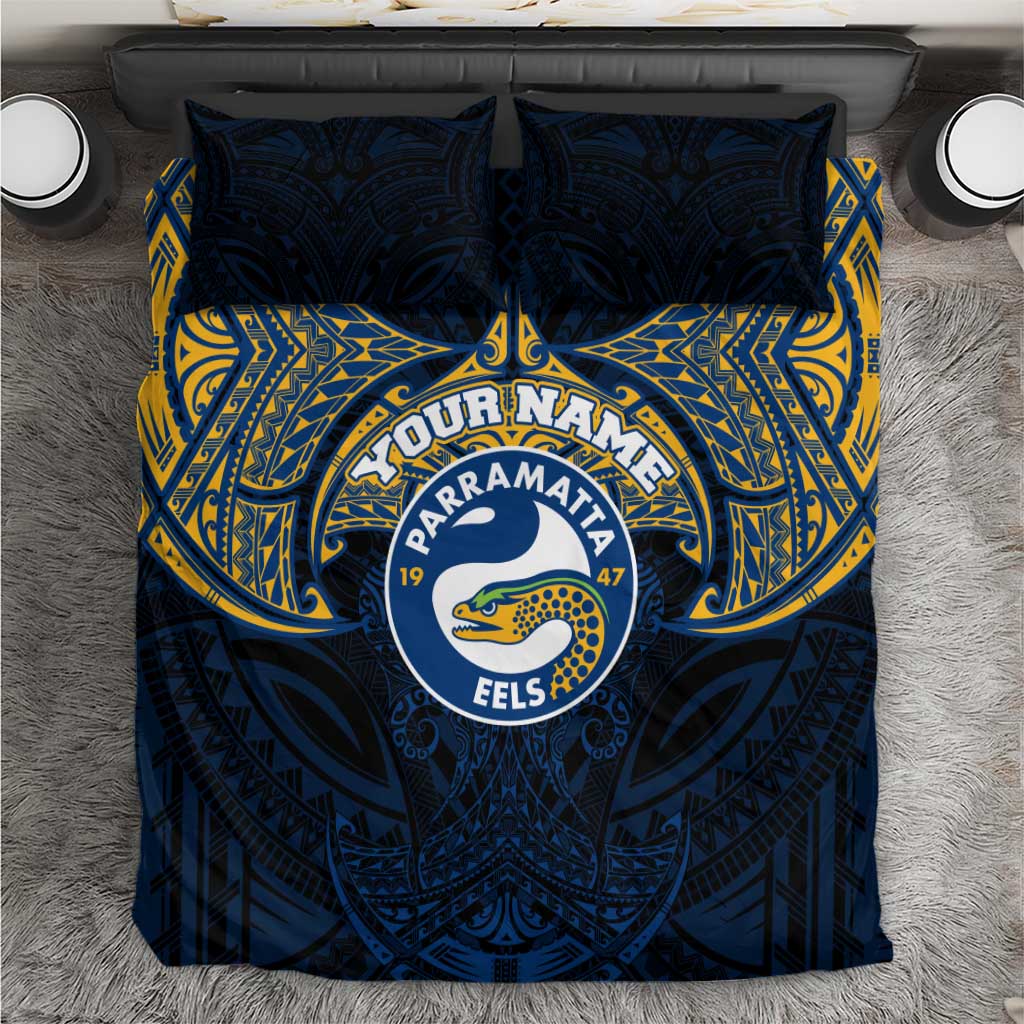 Personalized Parramatta Eels Bedding Set Polynesian Tribal Pattern Style