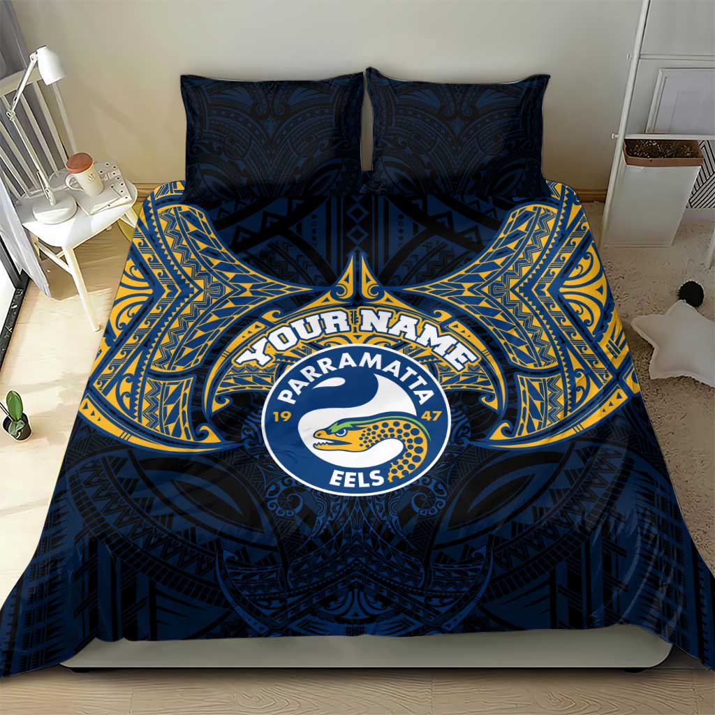 Personalized Parramatta Eels Bedding Set Polynesian Tribal Pattern Style