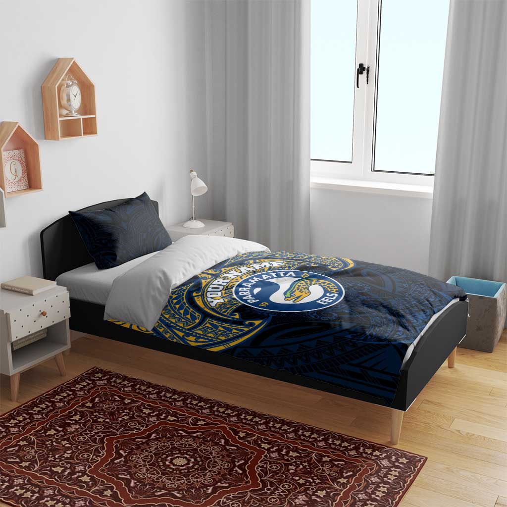 Personalized Parramatta Eels Bedding Set Polynesian Tribal Pattern Style
