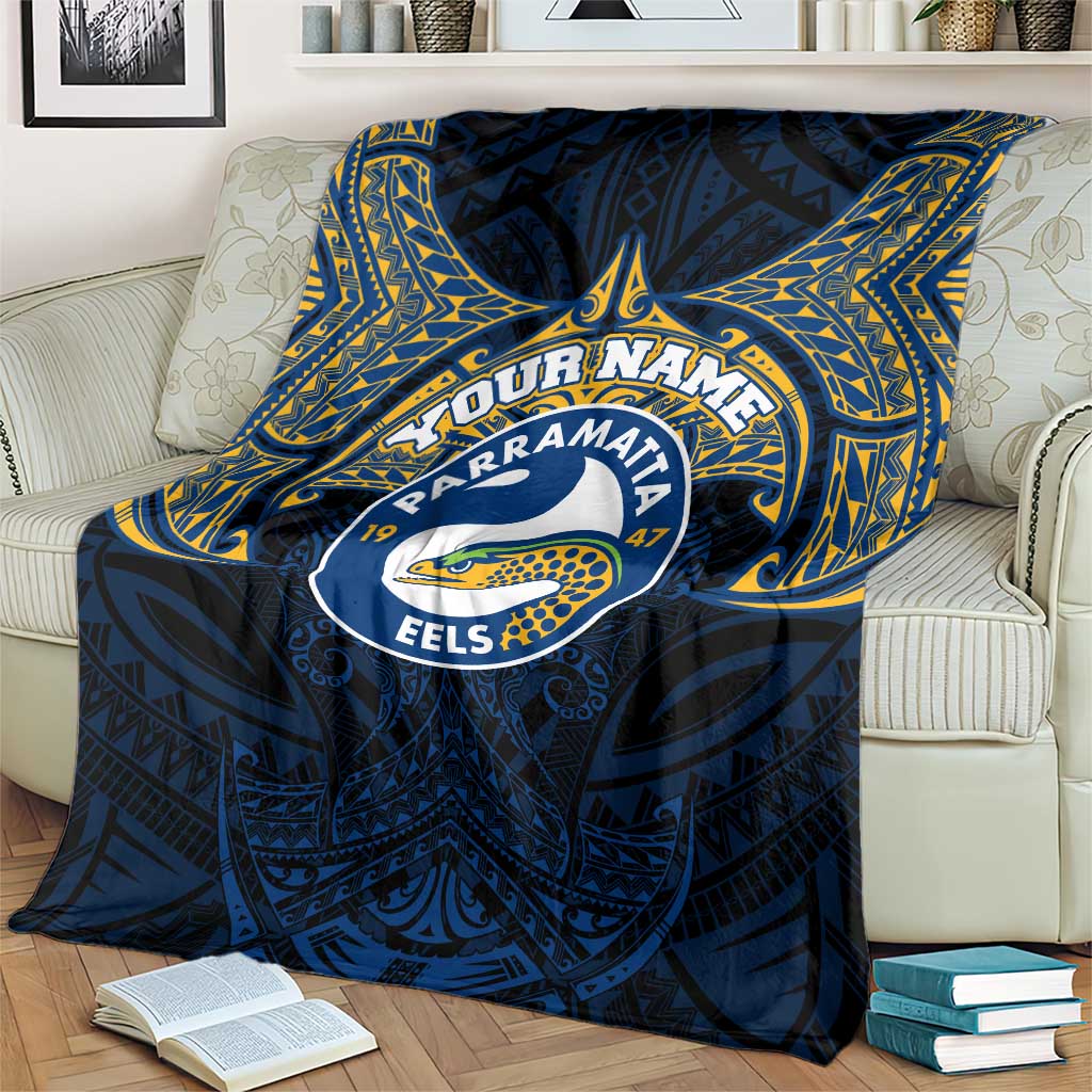 Personalized Parramatta Eels Blanket Polynesian Tribal Pattern Style