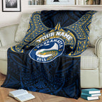 Personalized Parramatta Eels Blanket Polynesian Tribal Pattern Style