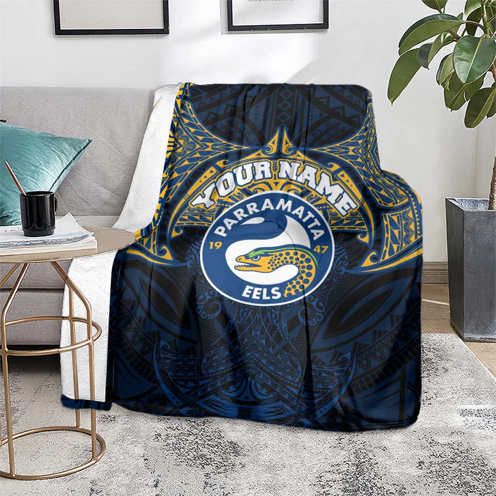 Personalized Parramatta Eels Blanket Polynesian Tribal Pattern Style