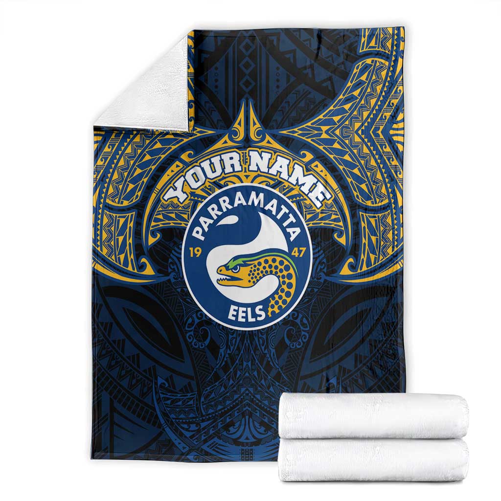 Personalized Parramatta Eels Blanket Polynesian Tribal Pattern Style
