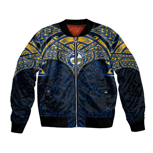 Personalized Parramatta Eels Bomber Jacket Polynesian Tribal Pattern Style