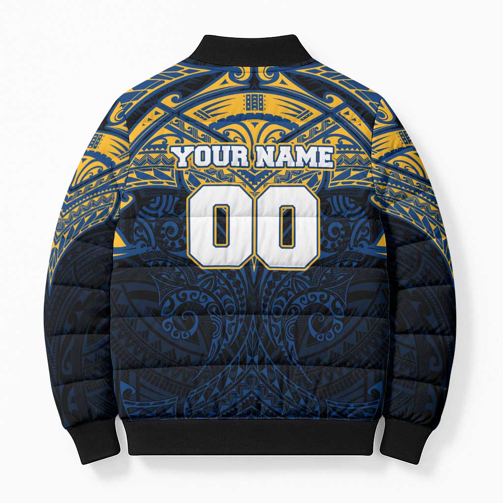 Personalized Parramatta Eels Bomber Puffer Jacket Polynesian Tribal Pattern Style