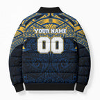 Personalized Parramatta Eels Bomber Puffer Jacket Polynesian Tribal Pattern Style