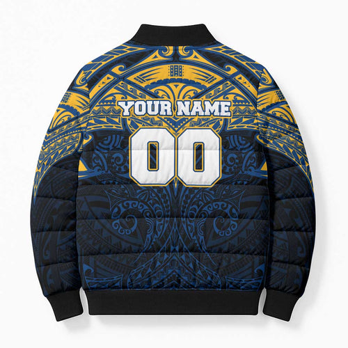 Personalized Parramatta Eels Bomber Puffer Jacket Polynesian Tribal Pattern Style