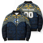 Personalized Parramatta Eels Bomber Puffer Jacket Polynesian Tribal Pattern Style