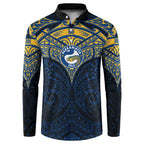 Personalized Parramatta Eels Button Sweatshirt Polynesian Tribal Pattern Style