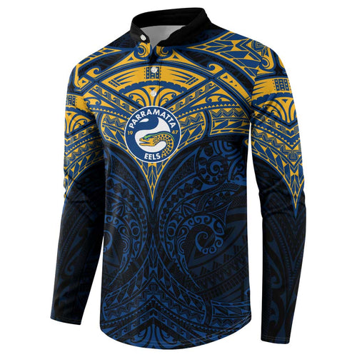 Personalized Parramatta Eels Button Sweatshirt Polynesian Tribal Pattern Style