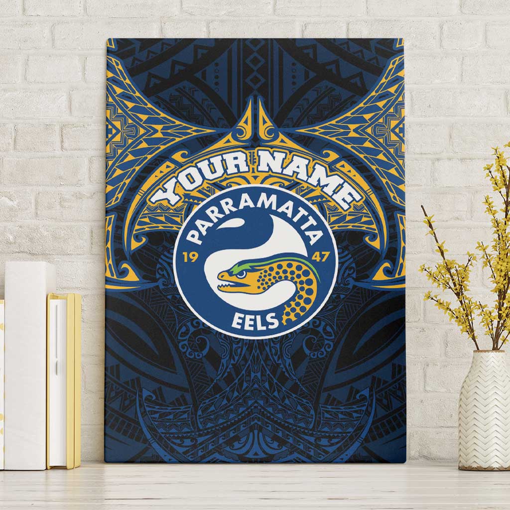 Personalized Parramatta Eels Canvas Wall Art Polynesian Tribal Pattern Style