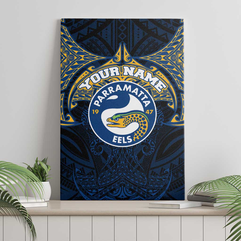 Personalized Parramatta Eels Canvas Wall Art Polynesian Tribal Pattern Style