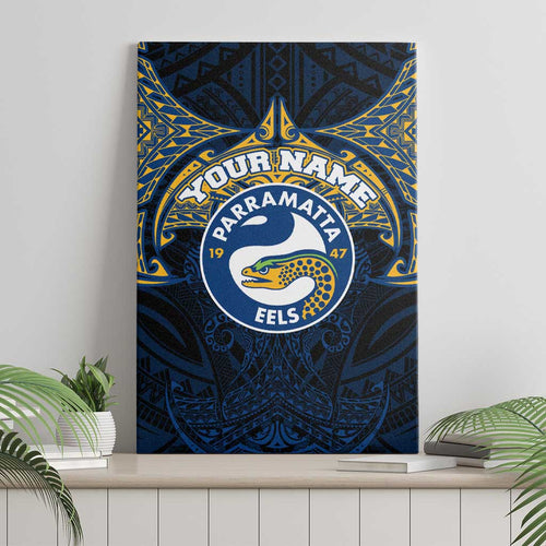 Personalized Parramatta Eels Canvas Wall Art Polynesian Tribal Pattern Style