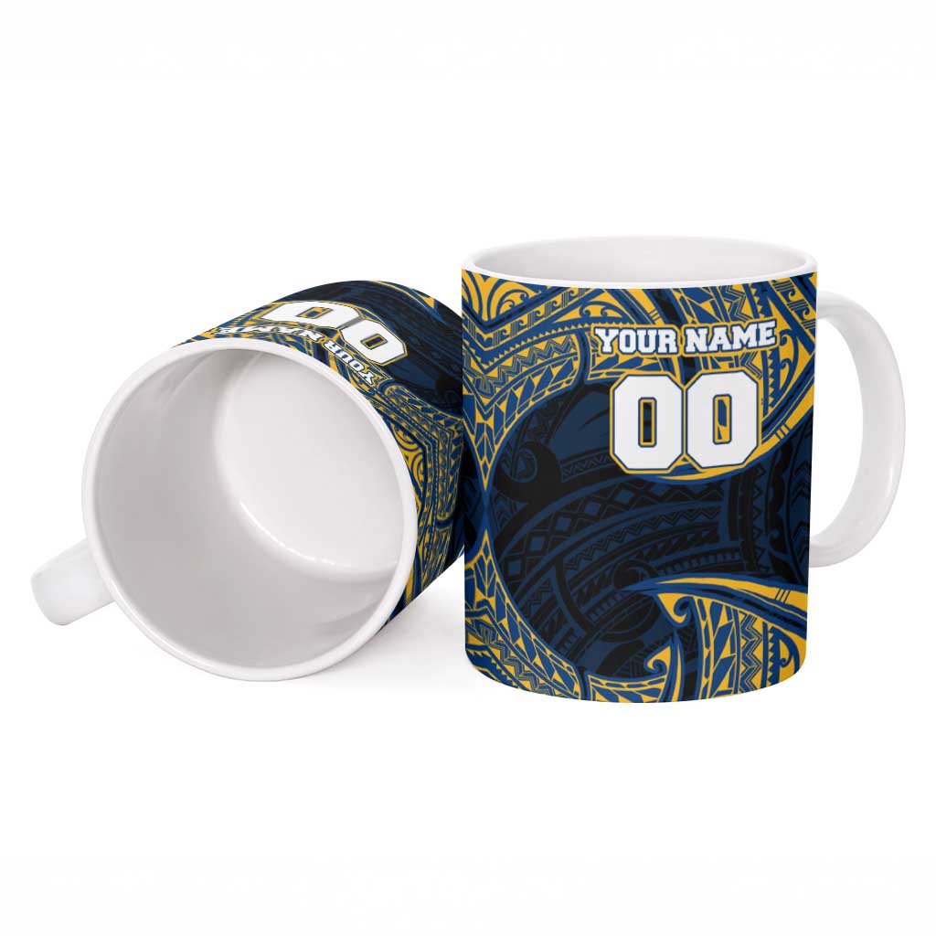 Personalized Parramatta Eels Ceramic Mug Polynesian Tribal Pattern Style