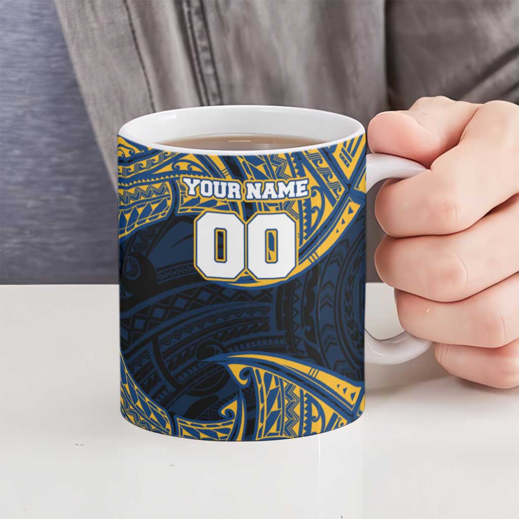 Personalized Parramatta Eels Ceramic Mug Polynesian Tribal Pattern Style