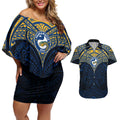 Personalized Parramatta Eels Couples Matching Off Shoulder Short Dress and Hawaiian Shirt Polynesian Tribal Pattern Style