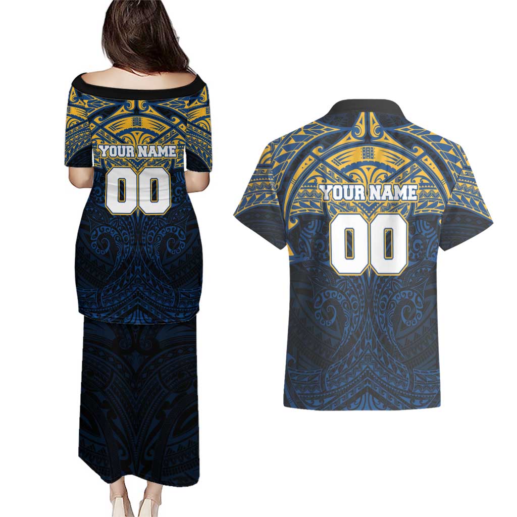 Personalized Parramatta Eels Couples Matching Puletasi and Hawaiian Shirt Polynesian Tribal Pattern Style