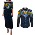 Personalized Parramatta Eels Couples Matching Puletasi and Long Sleeve Button Shirt Polynesian Tribal Pattern Style