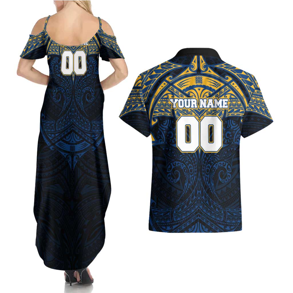 Personalized Parramatta Eels Couples Matching Summer Maxi Dress and Hawaiian Shirt Polynesian Tribal Pattern Style