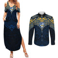 Personalized Parramatta Eels Couples Matching Summer Maxi Dress and Long Sleeve Button Shirt Polynesian Tribal Pattern Style
