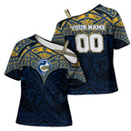 Personalized Parramatta Eels Cross Shoulder Shirt Polynesian Tribal Pattern Style
