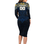 Personalized Parramatta Eels Family Matching Long Sleeve Bodycon Dress and Hawaiian Shirt Polynesian Tribal Pattern Style