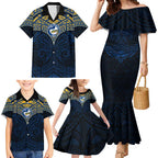 Personalized Parramatta Eels Family Matching Mermaid Dress and Hawaiian Shirt Polynesian Tribal Pattern Style